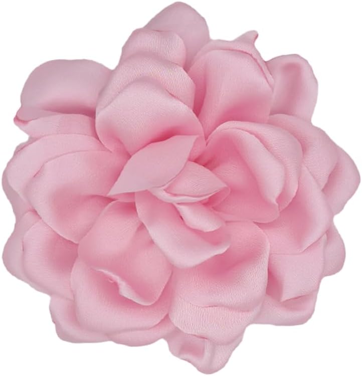 Decixde Satin Fabric Rose Flower Brooches - Handmade Floral Accessory for Wedding Party Dance Banquet Ceremony - Size: 4.72in - Image 5